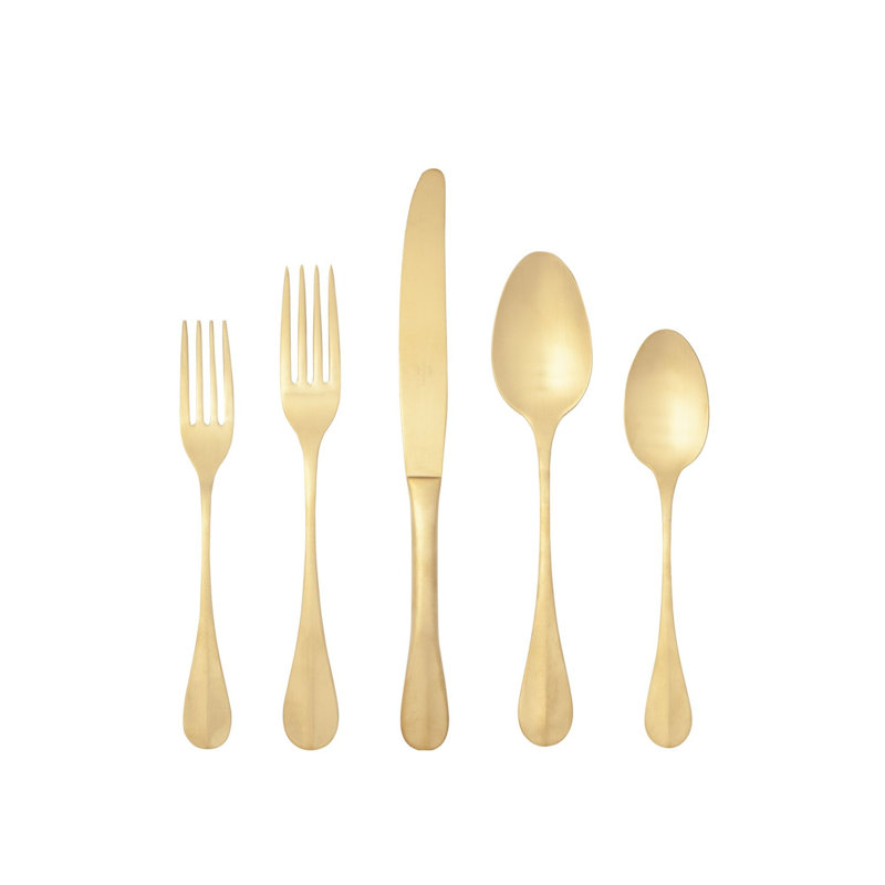 Costa Nova Nau Stainless Steel Flatware Set, Brushed Gold