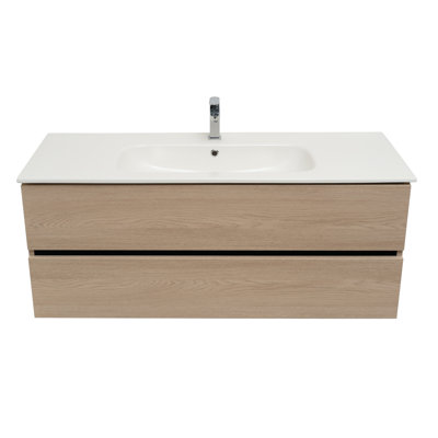 Veneto 48″ Wall Mount Single Bathroom Vanity with Ceramic Top
