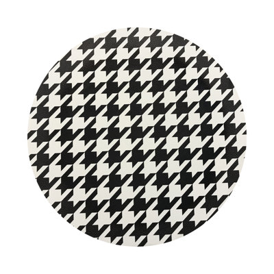Houndstooth Vegan Leather Round Pebble Placemat