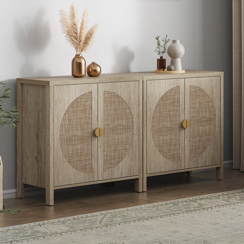 Rattan Sideboard With 2 Doors And Adjustable Shelves