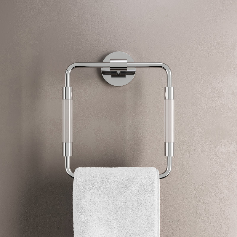 Verre Acrylic Square Towel Ring In Chrome