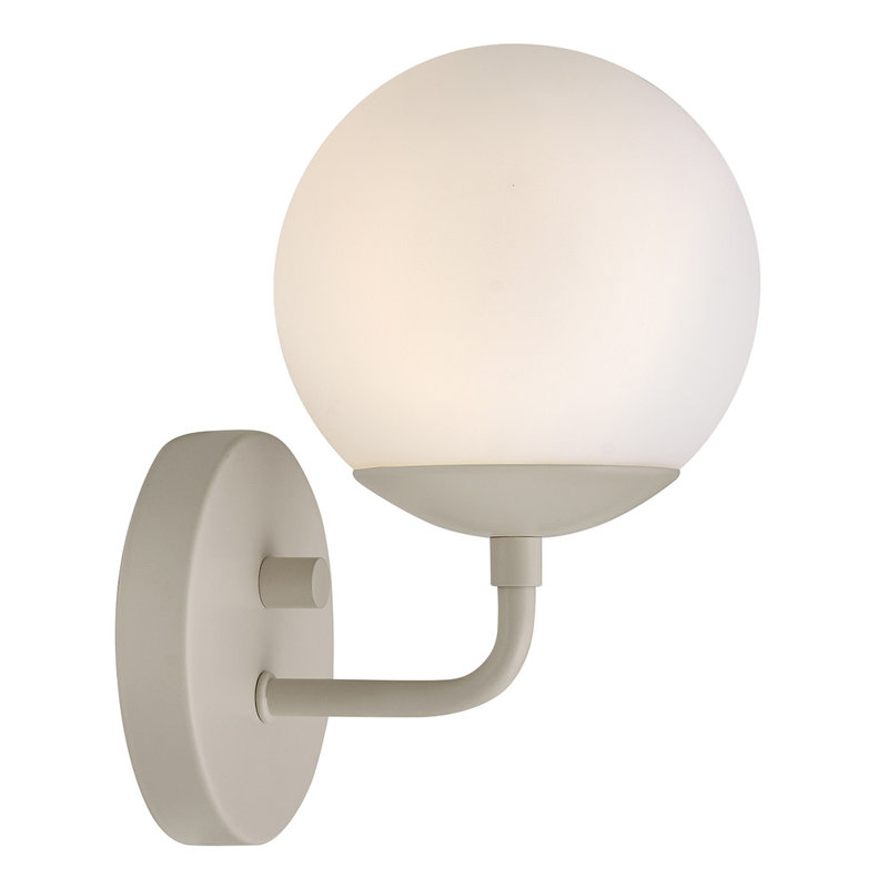 Single Light Etched Opal Glass Globe Wall Sconce, Light Taupe