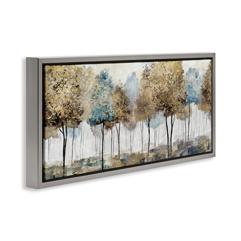 «Rustic Country Orchard Landscape Grain Floater», art mural sur toile par Nan, Cadre flottant gris lustré, H 11 po x l 25 po