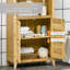 Armoire de salle de bain en bambou avec plusieurs tablettes et portes, naturel