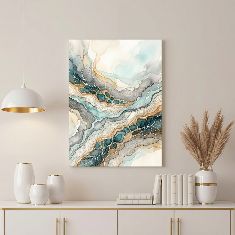 «Gallery Wrap», art mural sur toile pour le salon, la chambre à coucher, le bureau ou le vestibule - décoration murale décorative avec marbre abstrait