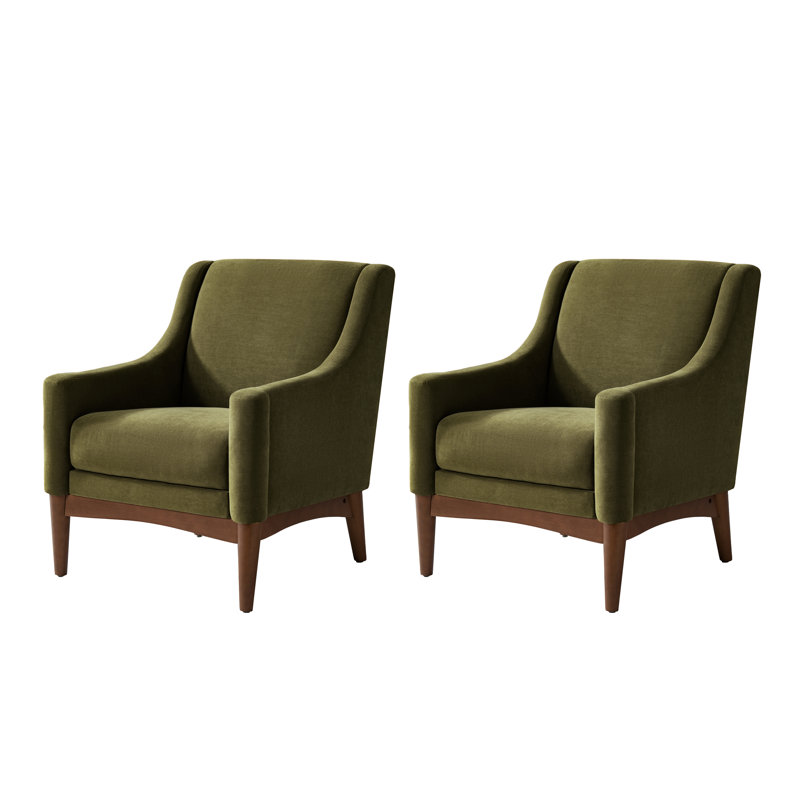 Fauteuil l 28,7 po Arshanti avec pieds en bois massif, Moss