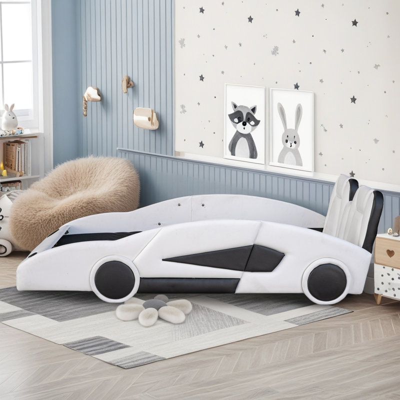 Lit plateforme simple avec roulettes, Blanc