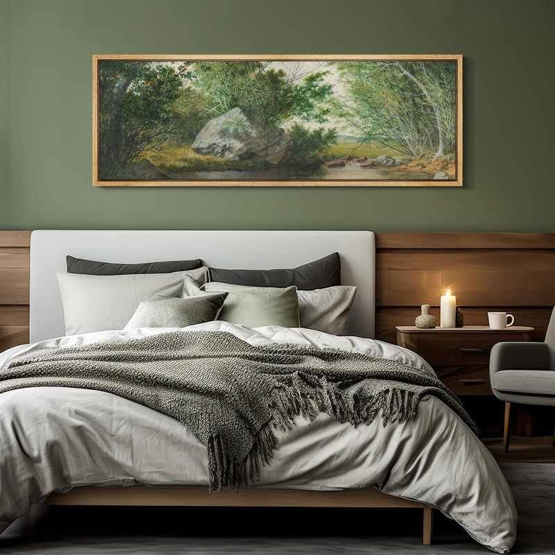 Serene Creek In Forest Vintage Nature Landscape, reproduction d'art sur toile, H 20 po x l 60 po, Naturel