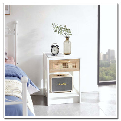 Rattan End table with drawer