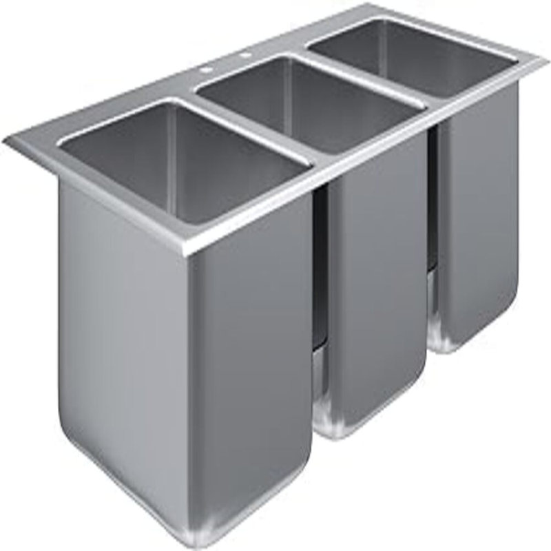 Express KitchQuip 37" W x 18.5" D Stainless Steel 3-Compartment Drop-In Sink For Commercial Use NSF-certified