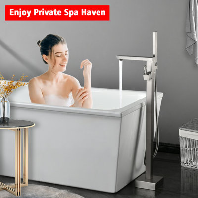 Robinet pour baignoire à fixation au sol à haut débit avec douchette à main, avec robinet à main certifié NIC-ES de Sumerain