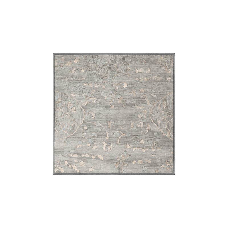 Tapis gris lavable à la machine, Carré 5 pi