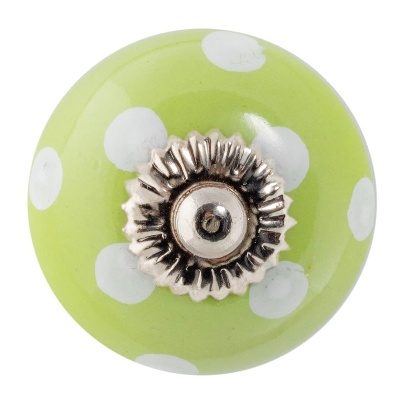 Nicola Spring - Round Ceramic Cabinet Knob, Green/White