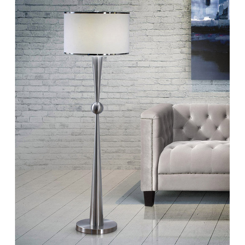 Lampe sur pied 62 po Hyland, Nickel brossé