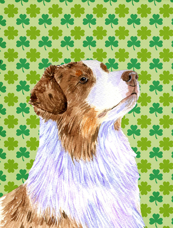Drapeau de jardin à 2 côtés st. patrick day trèfle, Berger australien (beige et mauve)
