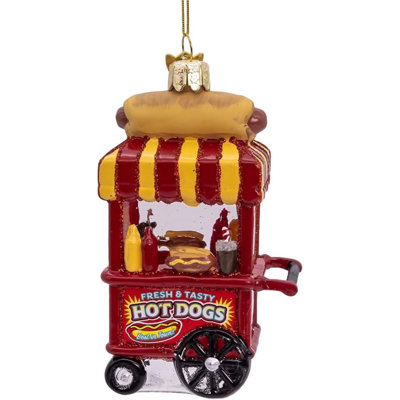 Kurt Adler Noble Gems Glass Christmas Ornament, Hot Dog Cart