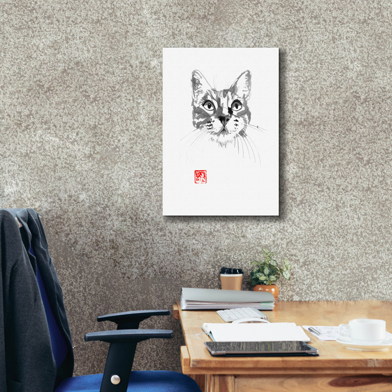 «Cat Face 2» par Pechane, art mural sur toile, H 26 po x l 18 po x P 0,75 po