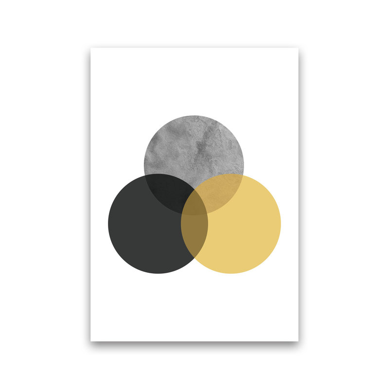 Geometric Mustard And Black Circles by Pixy Paper - Print, Unframed, 29.7cm H x 21cm W x 1cm D