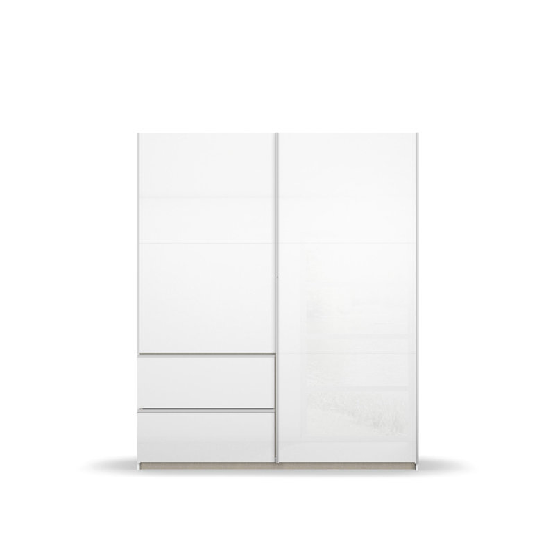 Sevilla Sliding Door Wardrobe, High Gloss White/Grey, 210cm H x 175cm W x 59cm D