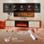 Foyer électrique mural 36 po en noir avec lumières à DEL, télécommande, 5 lumières, minuterie, radiateur encastré