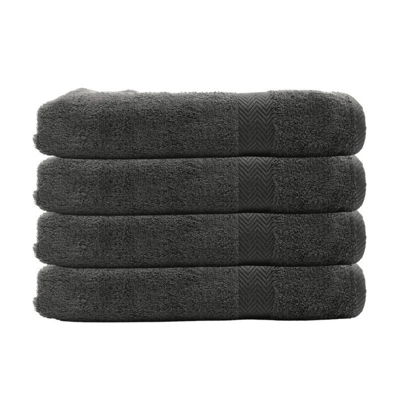 Summit 4 Piece Bath Towel Set, 100% Cotton, Flint Gray