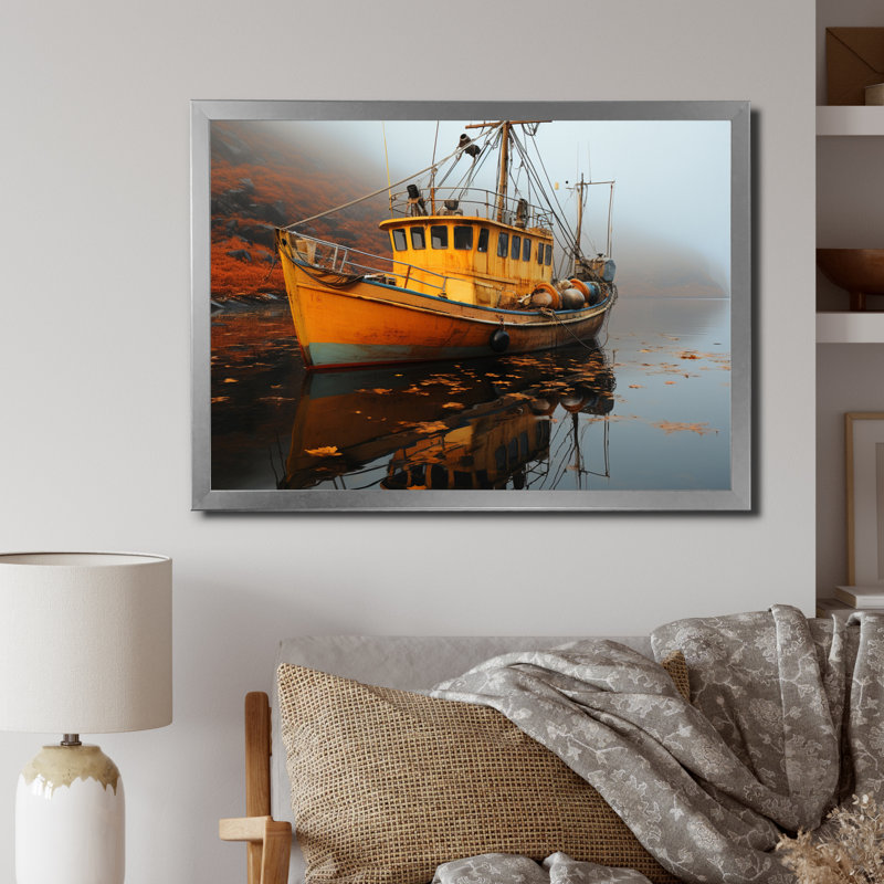 Canada Misty Harbor - impression, H 30 po x l 40 po x P 1,5 po, Cadre photo argenté