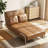 39.4" Boneless Convertible Faux Leather Sleeper Chair, Modern Fold-Out Sleeper Loveseat Bed with Wood Armrests-2097073368