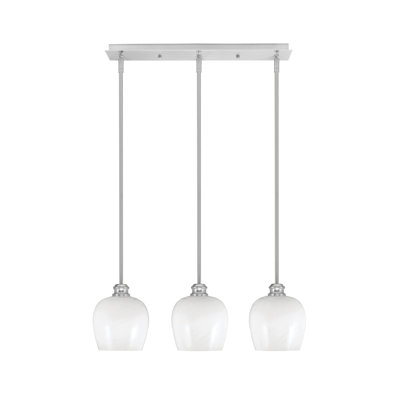 Edge 3 Light Linear Pendalier Shown With 6" White Marble Glass