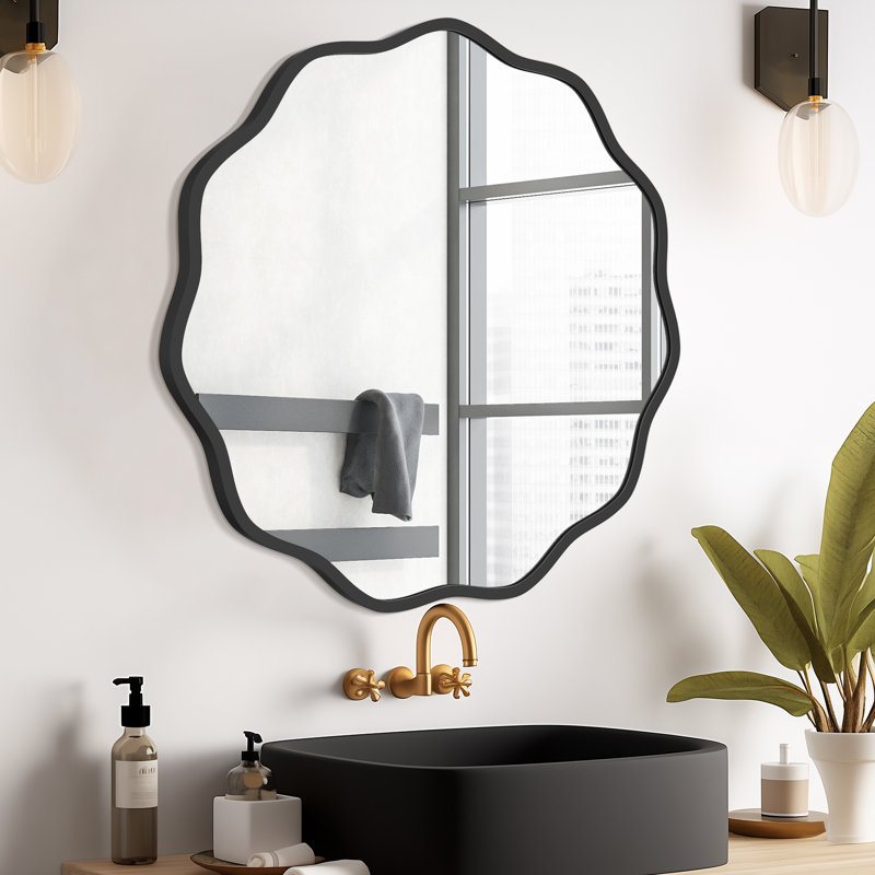 Miroir rond en aluminium, 24 po x 24 po, Noir