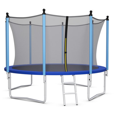 Gymax Round Backyard Trampoline with Safety Enclosure