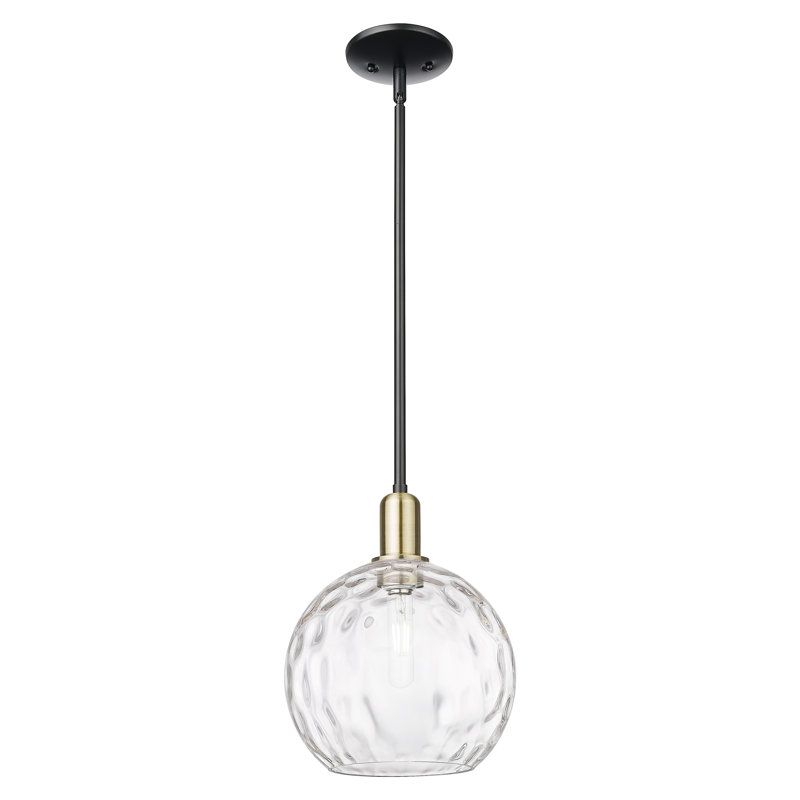 Mini-luminaire suspendu 1 lumière Arcadia - Sevier, Laiton antique noir, H 8,75 po x l 10 po x P 10 po