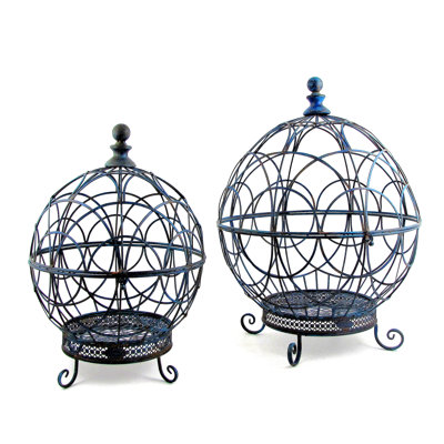 ShipStour 2 Piece Weather Resistant Iron Globe Plant Stand