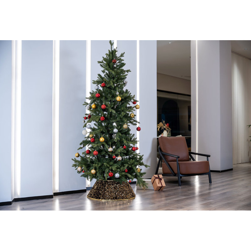 Gold Sequins Hexagonal Christmas Tree Collar with Metallic Trim