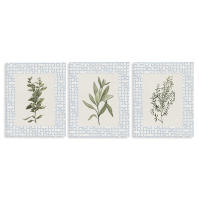 Kitchen Herbs on Geometric 3pc Canvas Set, design by Diannart