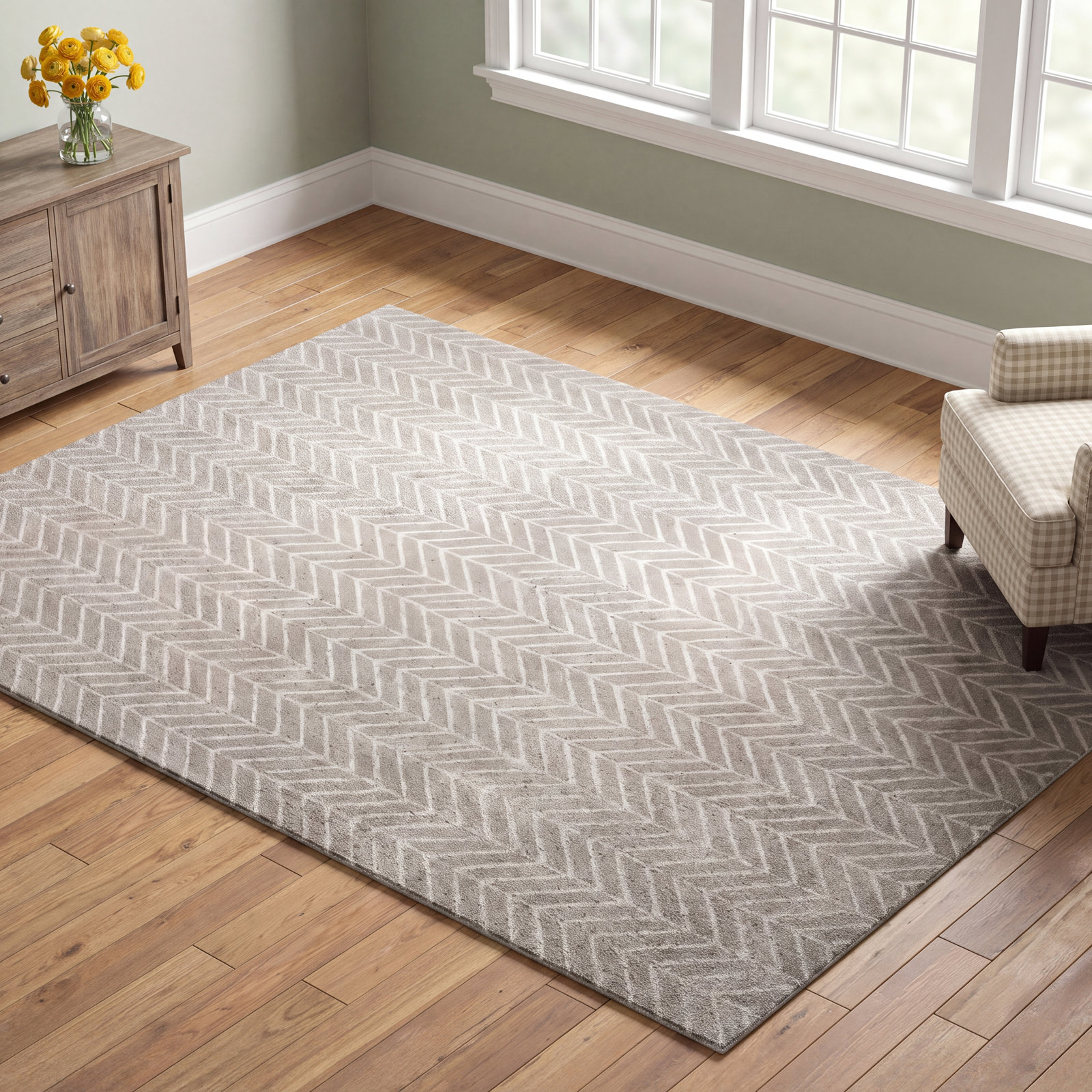 Aldin Hand-Tufted Chevron Rug, Rectangle 7'6" x 9'6"