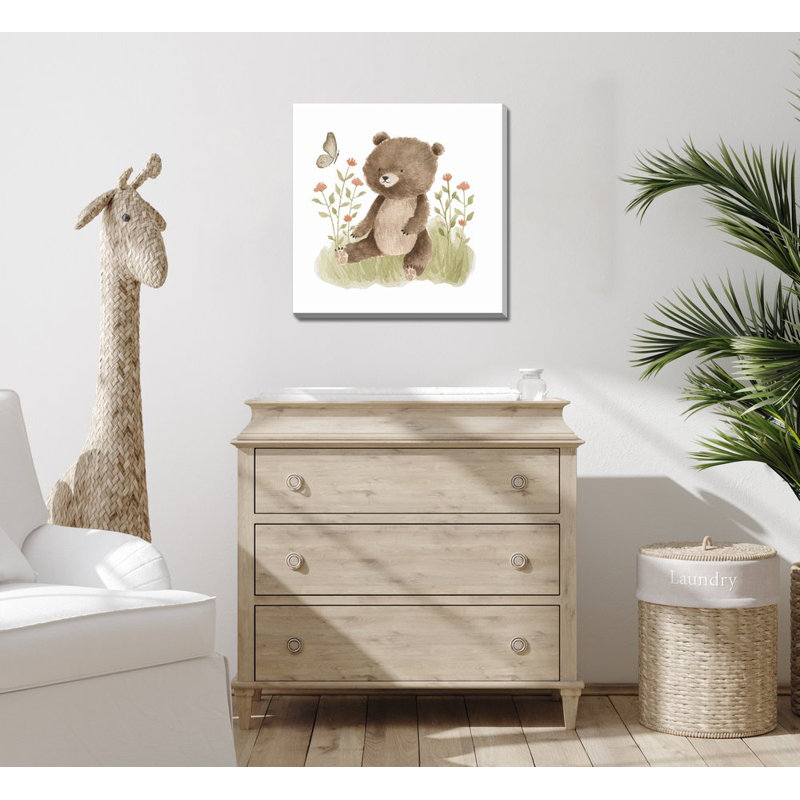 Ours mignon, art mural sur toile, Sans cadre, H 24 po x l 24 po