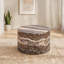 Table basse ronde de 23,6 po, panneau de fibres à densité moyenne cylindrique avec motif de pierre grotte, gris neutre