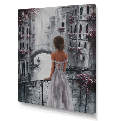 Femme en Italie le jour du mariage - décoration murale mode femme, art mural gris encadré
