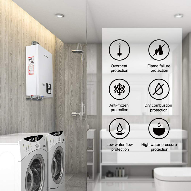 Camplux 2.64 GPM 68, 000 BTU Natural Gas Tankless Water Heater On Demand for Shower
