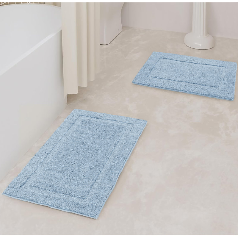Ensemble de tapis de bain 100% coton, Bleu clair