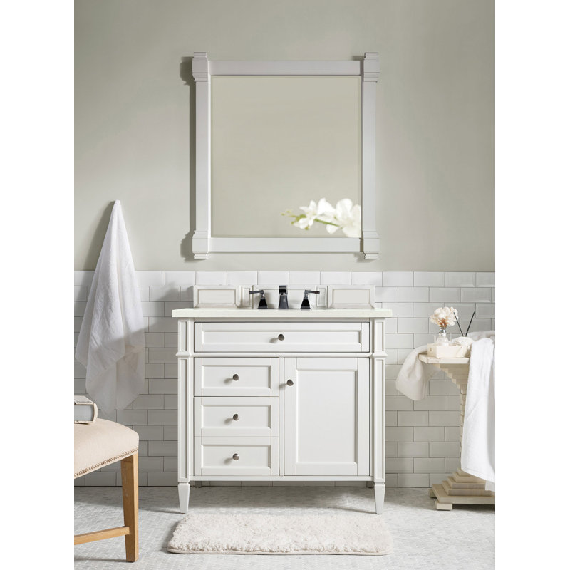 Brittany 36'' W Single Vanity, Bright White, Ethereal Noctis, 8" Widespread