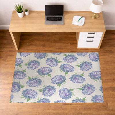 Hydrangea Love Low Profile Non-Slip Office Floor Mat
