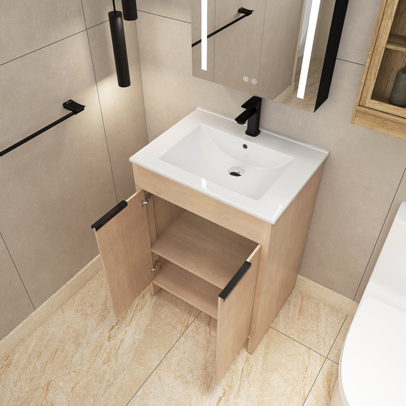 Ensemble de meuble-lavabo simple 24 po avec plateau en céramique Dodou, Blanc
