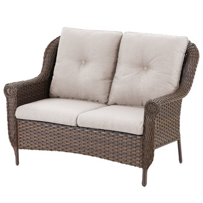Mindee 45" Wide Outdoor Wicker Loveseat With Cushions by Red Barrel Studio