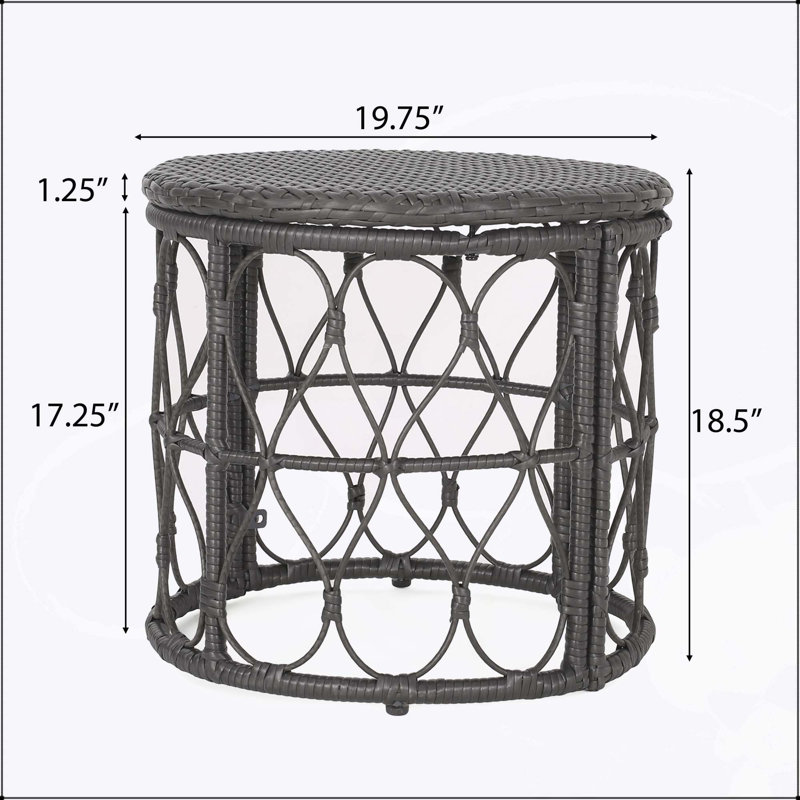 Table d'appoint en osier avec rotin en polyéthylène durable Bruce Boho