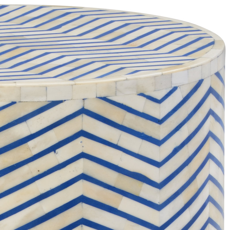 Lincoln 18'' Round Herringbone Wood Drum End Table