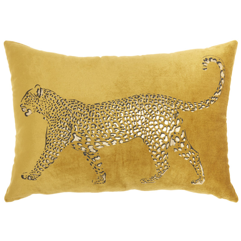 Leopard Rectangular Cotton Pillow Cover & Insert, Gold
