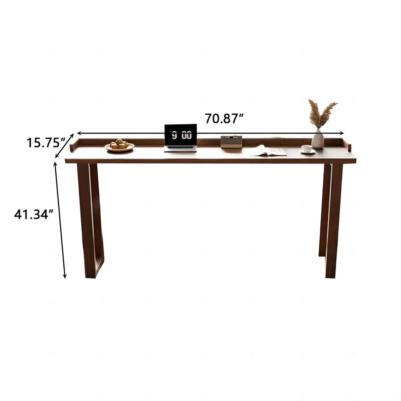 Comptoir de bar rectangulaire en bois massif Minimalist Brown, H 41,34 po x L 70,87 po x l 15,75 po
