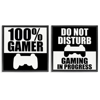 Competitive Gamer Black & White 2pc Floating Frame Set, design by Kim Allen