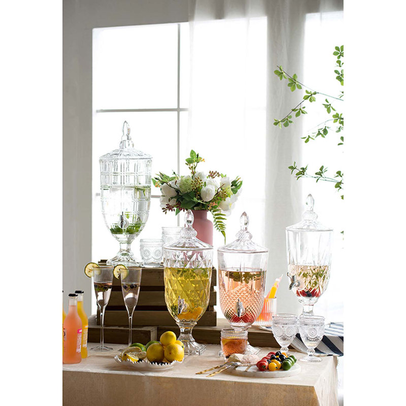 Distributeur de boissons avec couvercle Malaki 19 po - transparent, argent poli